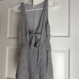 Adorable black/white romper with keyhole tie